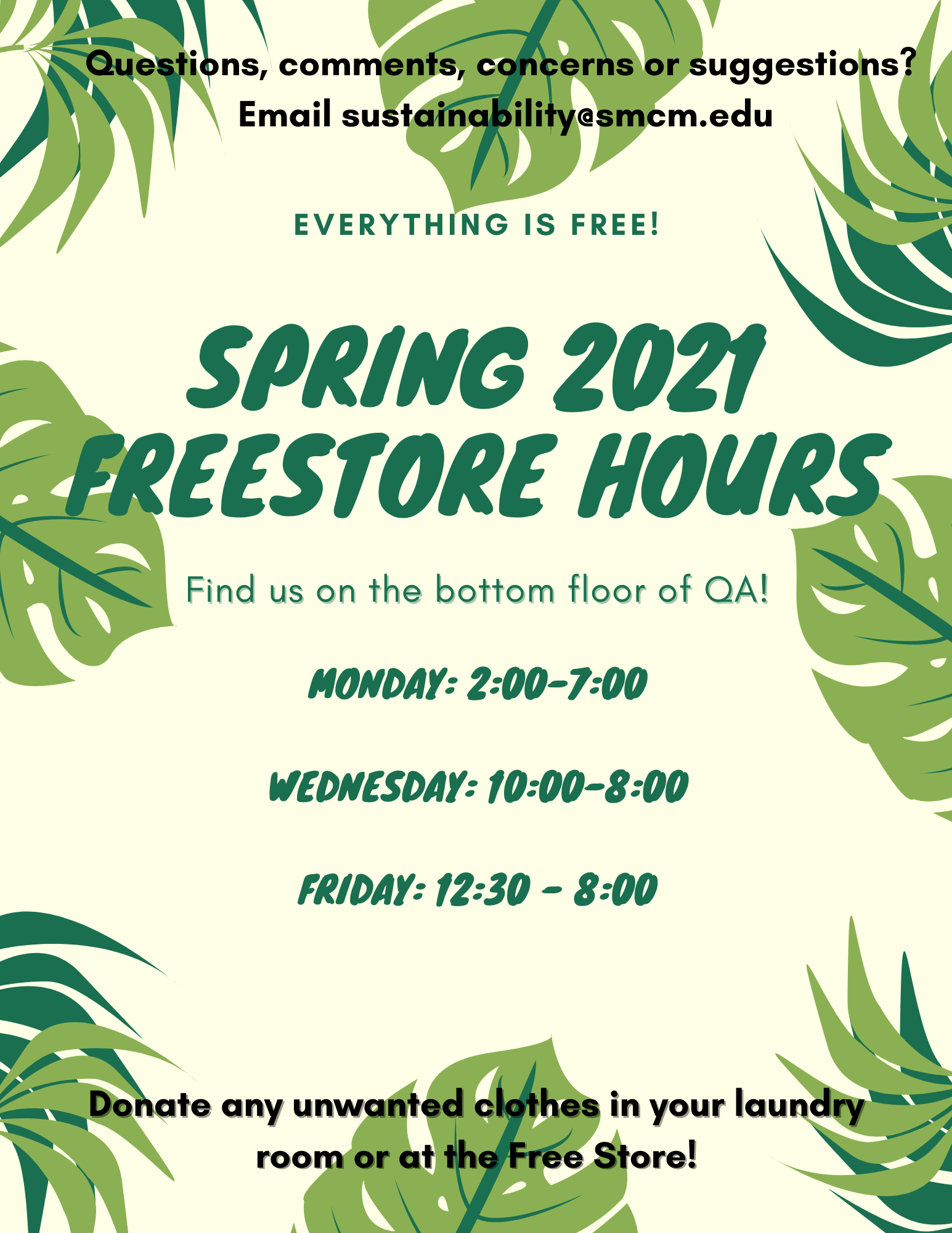 Spring 2021 Free Store Hours | St. Marys College of Maryland Spring 2021 Free Store Hours | St. Marys College of Maryland
